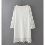 Sexy Crocheted Lace Dress Retro Women Stream V neck Party Dresses Inner Dress Tops 3 Colors