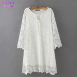 Sexy Crocheted Lace Dress Retro Women Stream V neck Party Dresses Inner Dress Tops 3 Colors