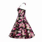 Sexy Vintage Dress Rockabilly Audrey Hepburn Casual Party Robe 50s Vestidos Big Swing Halter Retro Rockabilly Women Dress