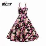 Sexy Vintage Dress Rockabilly Audrey Hepburn Casual Party Robe 50s Vestidos Big Swing Halter Retro Rockabilly Women Dress