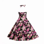 Sexy Vintage Dress Rockabilly Audrey Hepburn Casual Party Robe 50s Vestidos Big Swing Halter Retro Rockabilly Women Dress