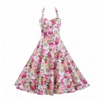 Sexy Vintage Dress Rockabilly Audrey Hepburn Casual Party Robe 50s Vestidos Big Swing Halter Retro Rockabilly Women Dress