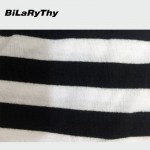 Sexy Women Black And White Striped Patchwork Slash Neck Off The Shoulder Three Quarter Mini Cute Autumn Dress