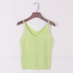 Sexy Women V Neck Sleeveless Knitted Tops Shirt Spaghetti Strap Short Tops H34