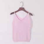 Sexy Women V Neck Sleeveless Knitted Tops Shirt Spaghetti Strap Short Tops H34