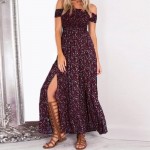 Sexy strapless beach summer dress sundresses Vintage tunika maxi dress Boho floral women split long dress vestidos de fiesta