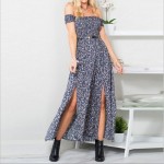 Sexy strapless beach summer dress sundresses Vintage tunika maxi dress Boho floral women split long dress vestidos de fiesta