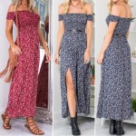 Sexy strapless beach summer dress sundresses Vintage tunika maxi dress Boho floral women split long dress vestidos de fiesta