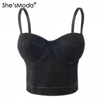 She'sModa Faux Suede Leather Boho Hippie Corset Bralet Women's Bustier Bra Night Club Party Cropped Top Vest Plus Size