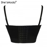 She'sModa PU leather Bralet Women's Bustier Bra Night Club Party Cropped Top Vest Plus Size