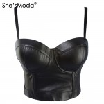 She'sModa PU leather Bralet Women's Bustier Bra Night Club Party Cropped Top Vest Plus Size