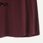 SheIn Clothes Women Tank Tops Women Sleeveless V Neck Sexy Top Women Spaghetti Strap Burgundy Contrast Lace Cami Top