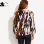 SheIn Elegant Winter Coat 2016 Women Multicolor Open Front Autumn Winter Ladies Long Sleeve Outerwear Faux Fur Coat