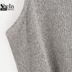 SheIn Summer Style Tank Top For Ladies Casual Tops Woman Plain Round Neck Sleeveless Tie Front Ribbed Crop Tank Top