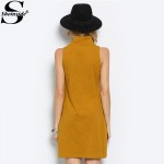 Sheinside Casual Summer Style New Arrival 2016 Straight Mini Dresses Women Mock Neck Sleeveless T-shirt Dress