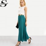 Sheinside Ladies Color-block Chiffon Maxi Dresses New Arrival Summer Style Casual Women Sleeveless Crew Neck Long Dress