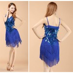 Shining V Neck Stage Clothing  Costume Latin Dance Dresses Women's Art Deco 1920s Gatsby Tassel Fringe Flapper Backless Dress