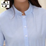 Shirt Dress Women Summer Dress 2017 Fashion Korean Female Short Sleeve White And Blue Striped Linen Casual Dresses For Ladies