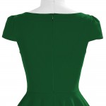 Short Sleeve Pin Up Big Swing 50s Dress Summer Vintage Green Red Black Hollowed Front Knee Length Retro Casual Rockabilly Dress