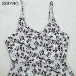 Sibybo Sexy V Neck Sleeveless Summer Dress Women 2018 High Waist A-Line Dresses Casual White Print Cute Short Beach Dress