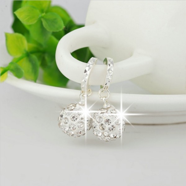 Silver Color Circular Drop Earrings female Models Shamballa Fashion Jewelry Lovely Wild Super Flash Retro Crystal Jewelry 