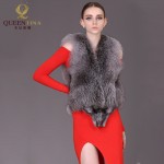 Silver Fox Fur Vest for women Real Fox Fur coat women Noble fashion luxury genuine Fur coat women QS-95