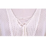 Simenual Lace up crochet beach dress white swimwear 2017 long sleeve lace summer dresses beachwear women outputs sheer pareos