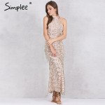 Simplee Apparel Elegant sequin tassel maxi mermaid dress Women evening party summer dress 2016 sexy mesh long dress vestidos