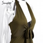 Simplee Apparel Halter deep v neck evening club dress Women backless short sexy dress Summer style party bodycon dress vestidos