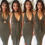 Simplee Apparel Halter deep v neck evening club dress Women backless short sexy dress Summer style party bodycon dress vestidos