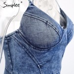 Simplee Apparel Sexy backless 2016 denim dress Women vintage bodycon summer dress Beach party short dresses casual blue vestidos