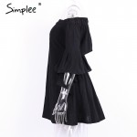 Simplee Apparel Sexy off shoulder cotton black dresses women Sexy hollow out flare sleeve girl dress Summer beach dress vestidos