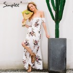 Simplee Boho style long dress women Off shoulder beach summer dress new year Vintage chifon white maxi dress vestidos de festa