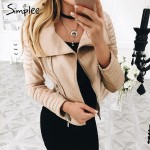 Simplee Faux leather suede outerwear & coats Short slim basic jackets female jacket coat women Winter 2016 autumn streetwear