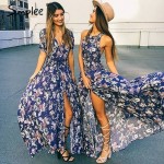 Simplee Halter backless summer dress women Floral print beach dresses split long dress Elegant sexy maxi dress female vestidos