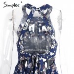 Simplee Halter backless summer dress women Floral print beach dresses split long dress Elegant sexy maxi dress female vestidos