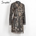 Simplee Sexy backless gold sequin dress Women elegant floral plaid bodycon dress Autumn winter party short vintage dress vestido