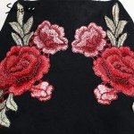 Simplee flower embroidery suede bodycon dress suit Vintage two-piece suit dress women Halter backless sexy dress Christmas