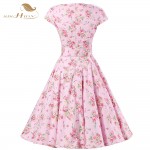 Sishion Elegant Floral Dress A Line Audrey Hepburn robe Retro Swing Casual 50s Retro Rockabilly Vintage Dresses Vestidos VD0257