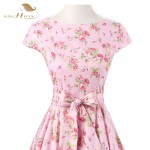 Sishion Elegant Floral Dress A Line Audrey Hepburn robe Retro Swing Casual 50s Retro Rockabilly Vintage Dresses Vestidos VD0257