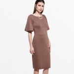 Sisjuly  summer sheath dress bodycon women  lantern sleeve knee-length dresses sheath dress