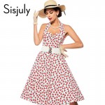 Sisjuly 1950s women vintage dress rockabilly style retro  floral dress women summer sleeveless mini women's party dresses