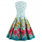 Sisjuly 2017 floral bee print vintage dresses style 1950s cute party dress with sashes summer dress  sleeveless vintage dresses