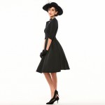 Sisjuly Vintage Dress Women Solid Black Party Dresses 2017 Spring Summer 1950s Style Diamonds Female Elegant Vintage Dress