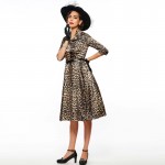 Sisjuly Vintage Women Dress Half Sleeve Leopard Women Vintage Pin Up Dress Lapel Knee-Length Half Sleeve Rockabilly Party Dress