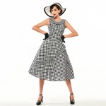 Sisjuly Vintage Women Plaid Dress 50s Round Neck Plaid Sleeveless 1950s vestido de festa 2017 Mini Women's Dress Party Dresses