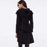 Sisjuly Women Coat Black Overcoat Corset Hooded Long Sleeve Women Thick Long SLeeve Loose Women's Overcoat