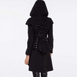 Sisjuly Women Coat Black Overcoat Corset Hooded Long Sleeve Women Thick Long SLeeve Loose Women's Overcoat