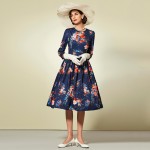 Sisjuly casual dress 2017 hot sale blue spring dress vintage retro print floral dress female three quarter sleeves summer dress