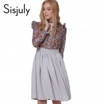 Sisjuly casual dress spring retro foral print women party dress Long sleeve ol patchwork work dresses fashion style casual dress